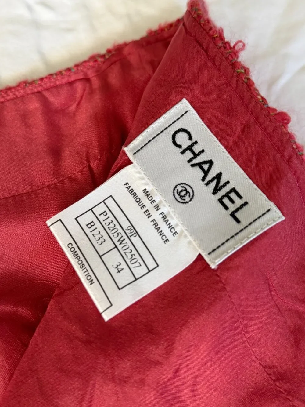 Vintage Chanel 99P Pink Boucle Skirt 34